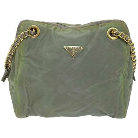PRADA Chain Shoulder Bag Nylon Khaki Auth 66500 - Picture 13 of 16